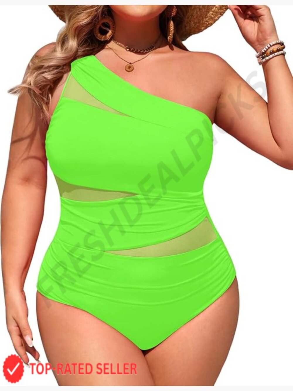 Plus Size One Shoulder Ruched Swimsuit Tummy Control One Piece Bathing Suit